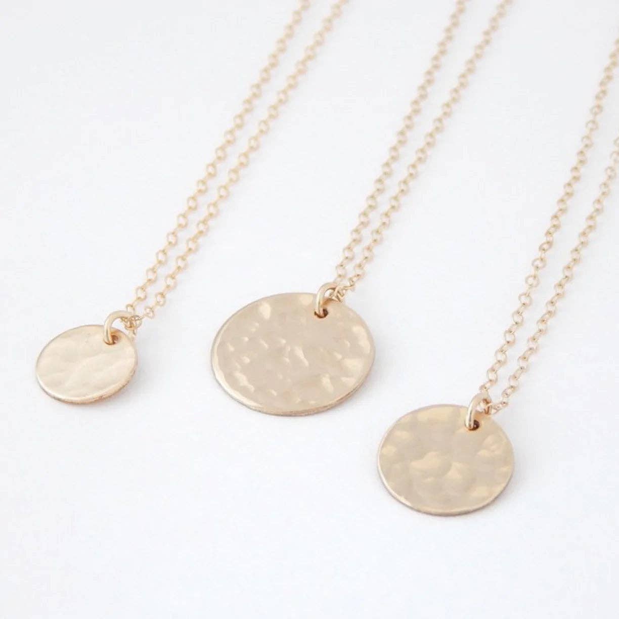 Hammered Disc Necklace - 14k Gold Filled