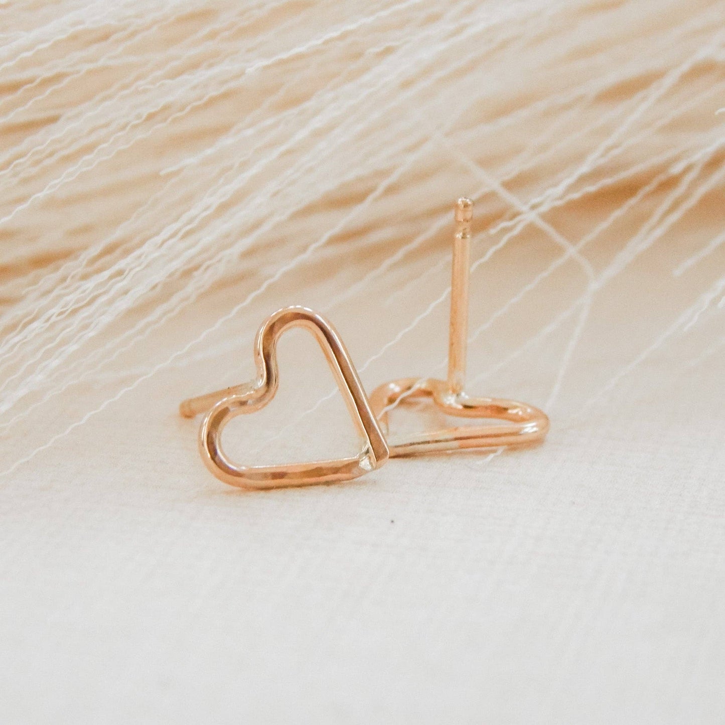 Hammered Heart Stud Earrings - Hypoallergenic, Waterproof