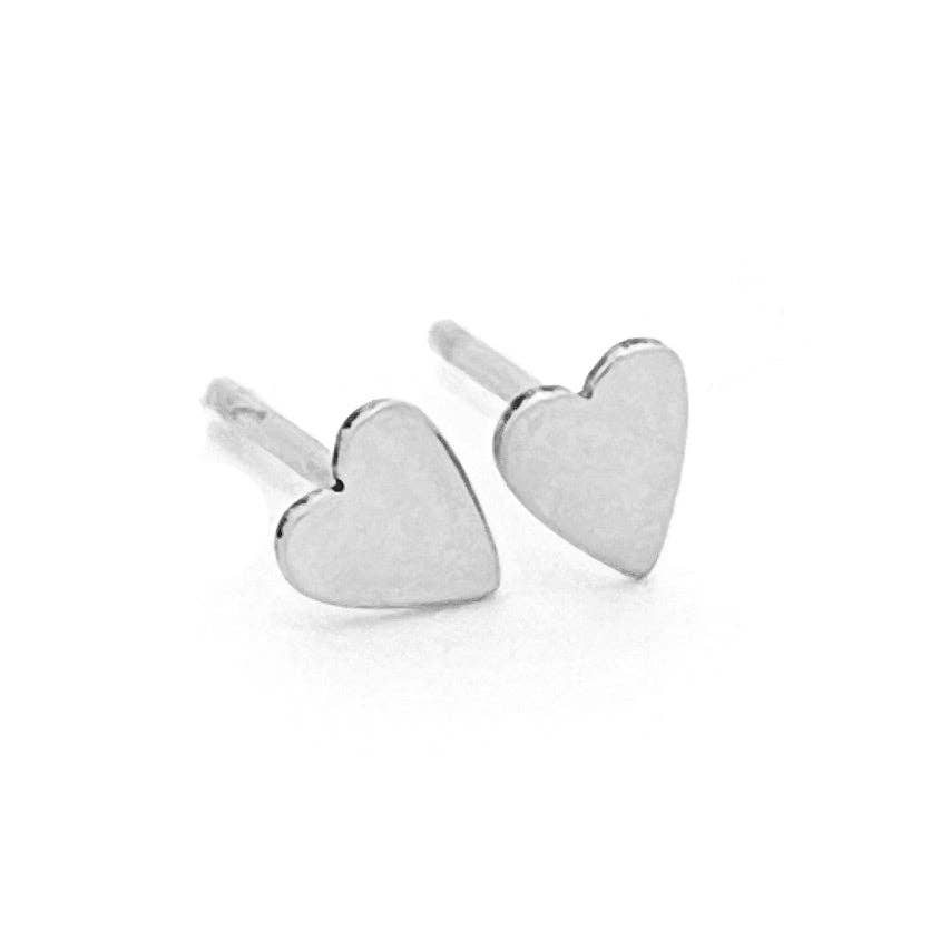 Heart Stud Earrings - Hypoallergenic, Waterproof, Handmade