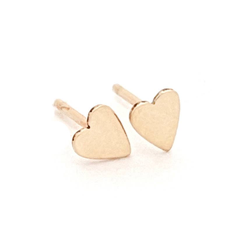 Heart Stud Earrings - Hypoallergenic, Waterproof, Handmade